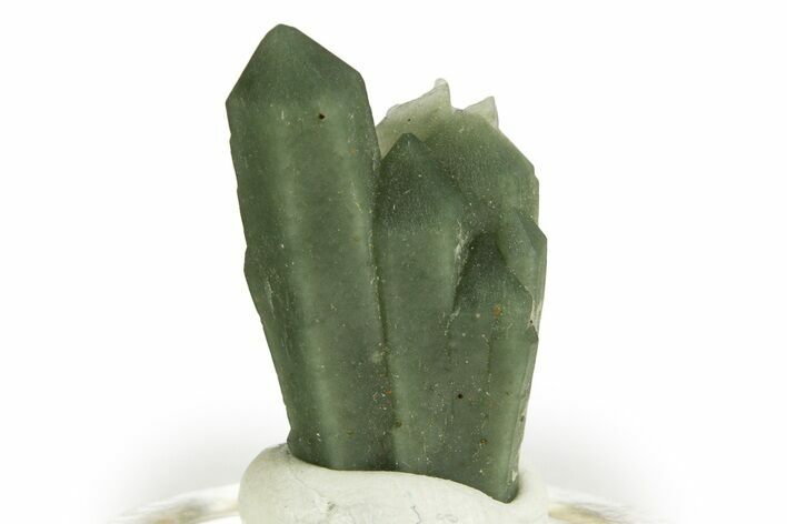 Green Hedenbergite Included Quartz Cluster - Mongolia #331896